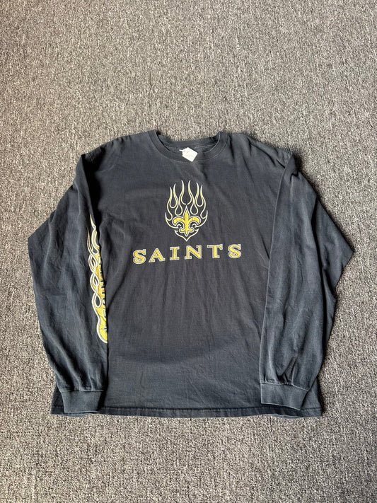 Y2K NFL New Orleans Saints Flame Long Sleeve Shirt (XL)