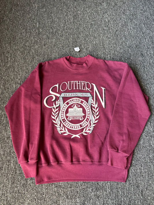 Maroon Southern Illinois College Crewneck (M)