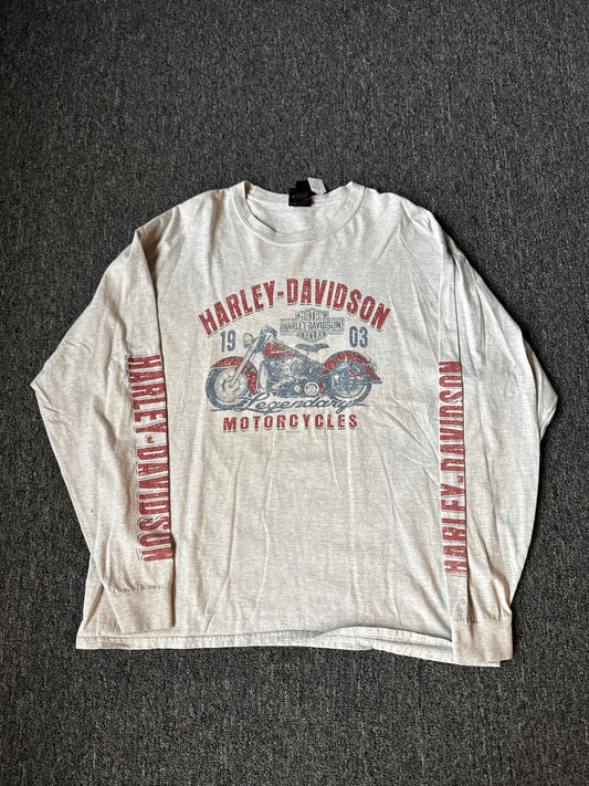 2000s Grey Harley Davidson Long Sleeve Shirt (2XL)