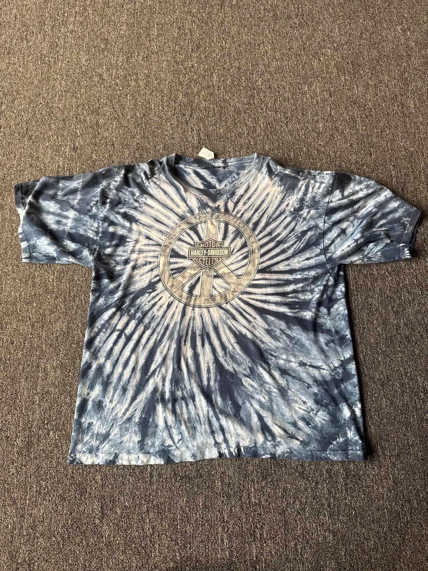 Blue Tie Dye Harley Davidson Shirt (2XL)