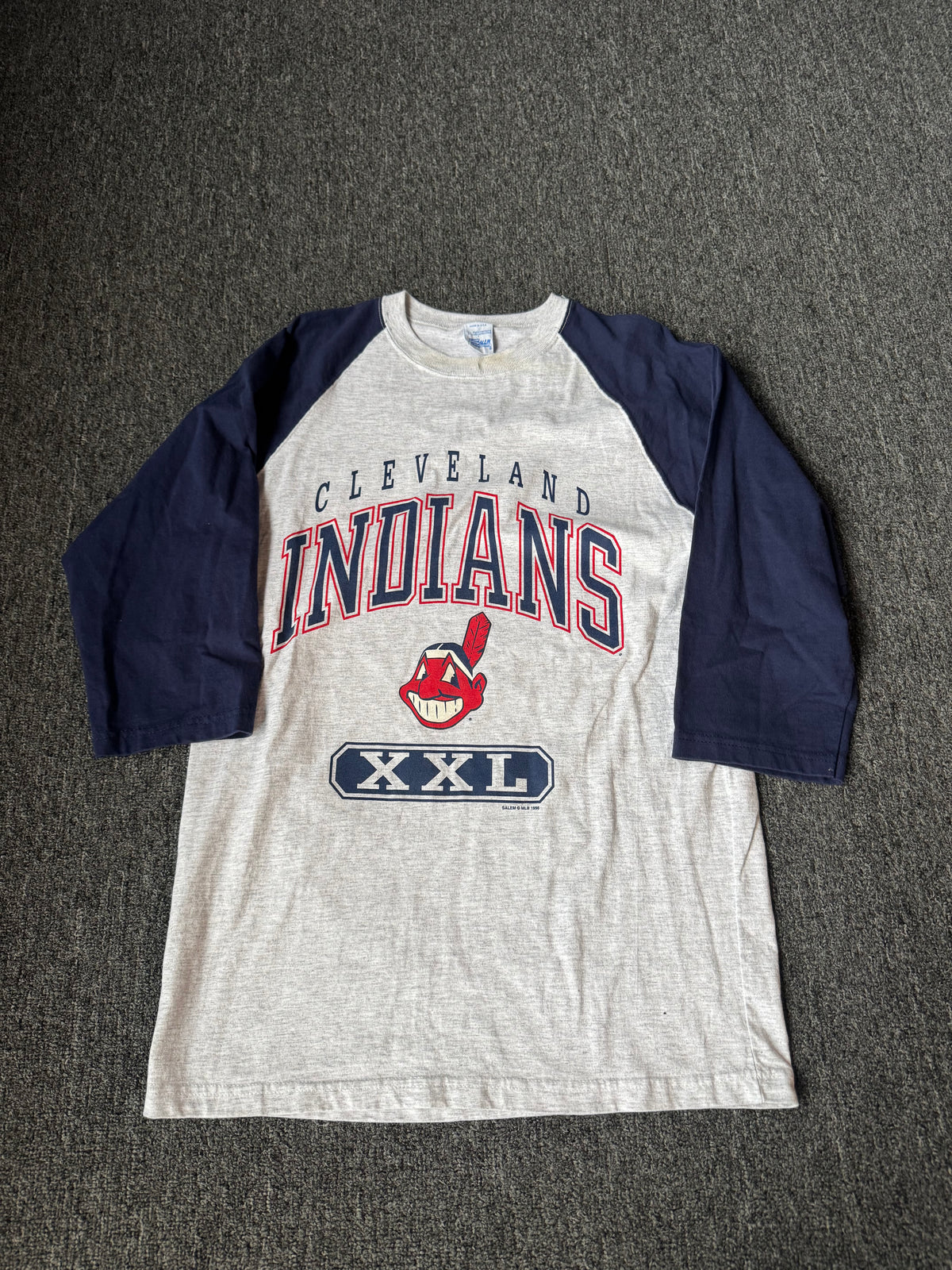 Grey Cleveland Indians 3 Quarter Sleeve Salem Shirt (XL)