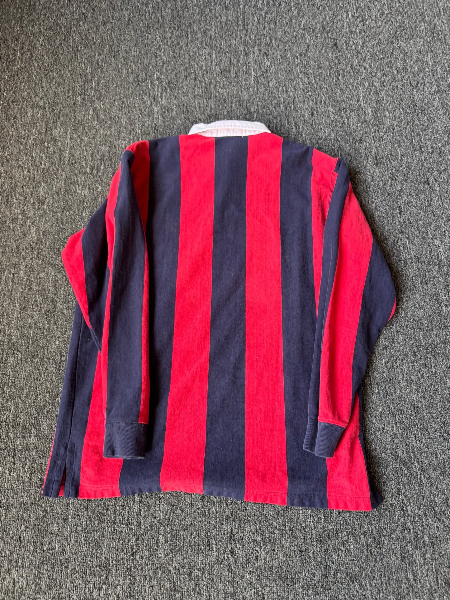 Red and Blue Striped Polo Rugby Long Sleeve (L)
