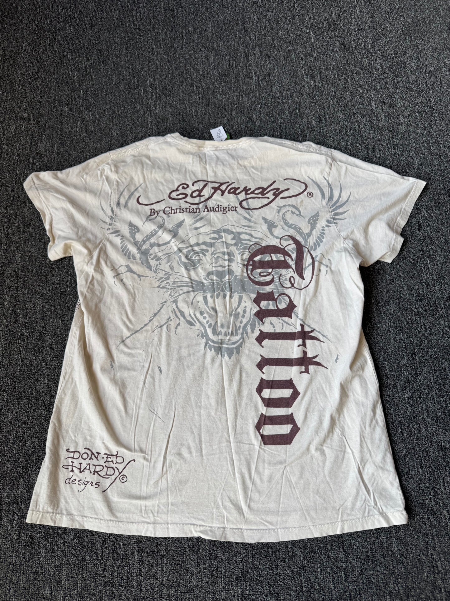 White Y2K Ed Hardy Short Sleeve Shirt (XXL)