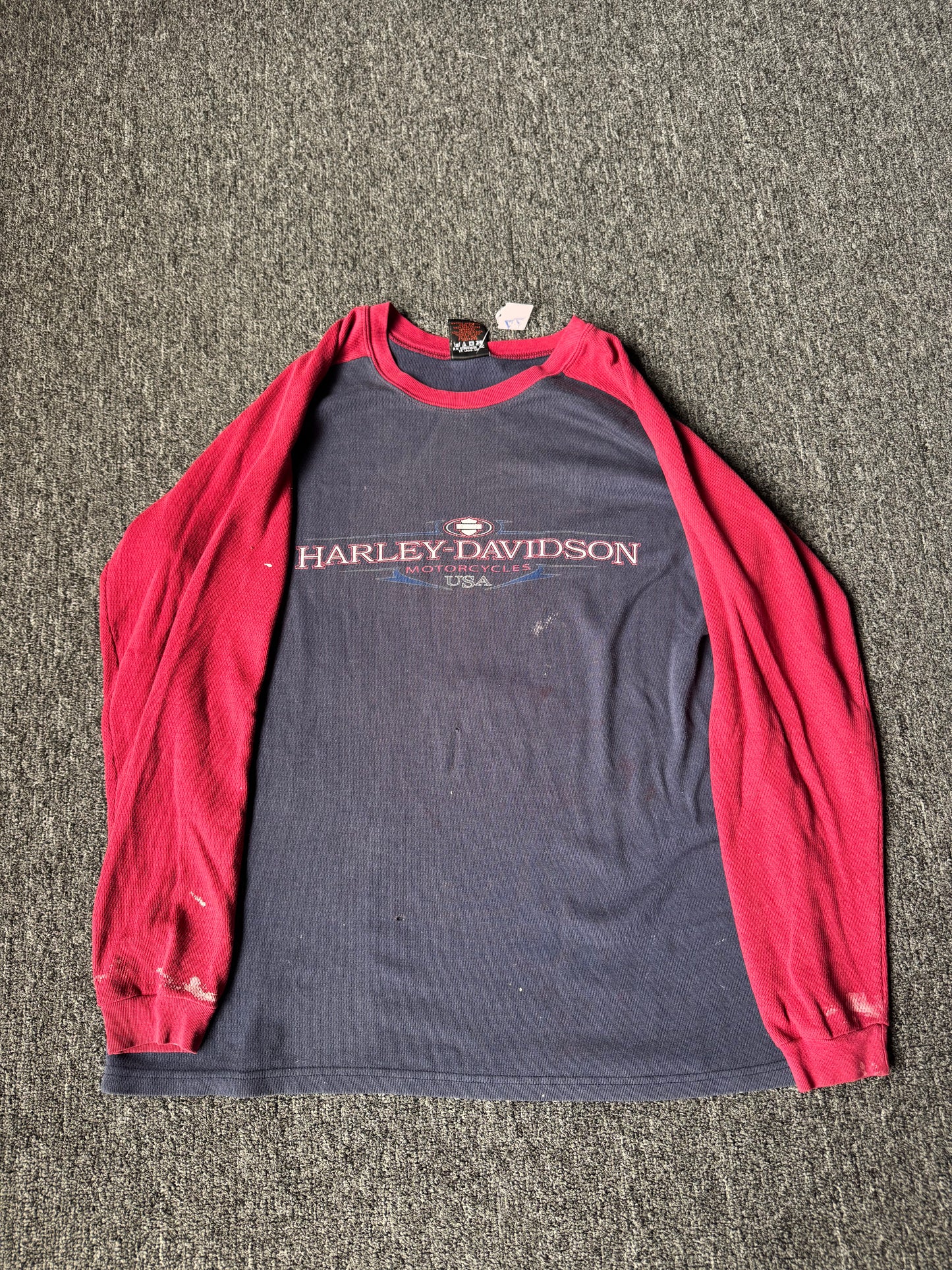 Blue and Red 1998 Harley Davidson Iowa Thermal long Sleeve (XL)