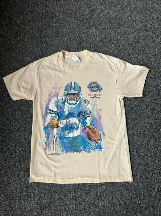 Dallas Cowboys Super Bowl 28 Vintage 90s art tee - single stitch - Size L