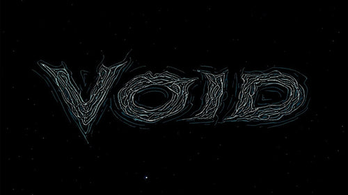 Word 'VOID' in a stylized font on a black background
