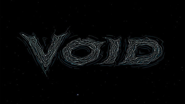 Word 'VOID' in a stylized font on a black background